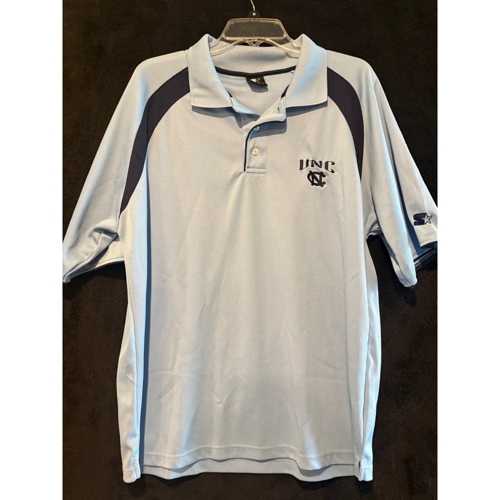 Starter Polo Mens L UNC North Carolina Tar Heels Blue NCAA Athleisure Large